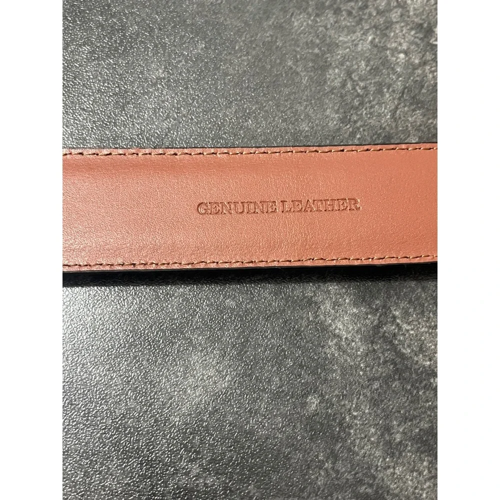 Chestnut Brown Leather Belt Men 44 Johnston Murphy Buckle Dress Buisness Casual